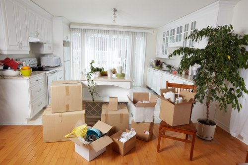 Putney property move with boxes and furniture ready for transport